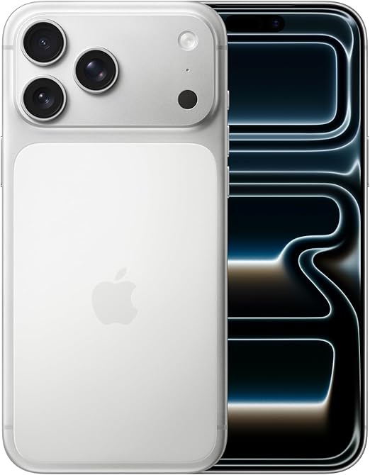 White smartphone with Apple logo on a black background